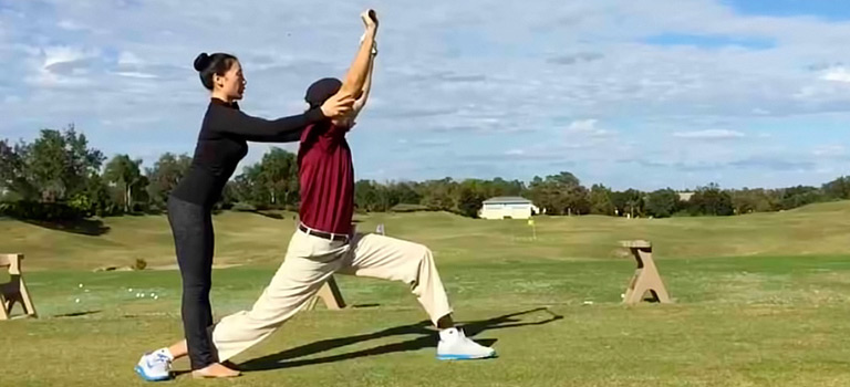 Orlando Golf Yoga Spinal Warrior I Pose